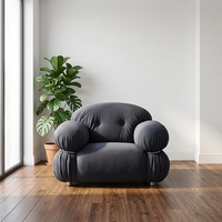 Fauteuil Chesterfield Minimaliste en Cuir Véritable Vert, Canapé Confortable à Une Place pour Salon, Appartement, Hôtel, Villa