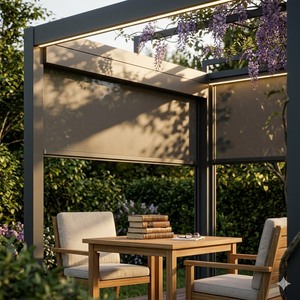 Stores à enroulement motorisés modernes pour extérieur, résistants au vent et à l'eau, avec cassette, pour jardin, pergola, gazebo - Product Image 2