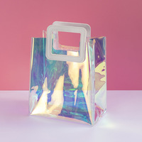 Sacs de shopping holographiques en PVC à poignée blanche, prix abordable, vente en gros par les fabricants chinois, pour emballage cosmétique