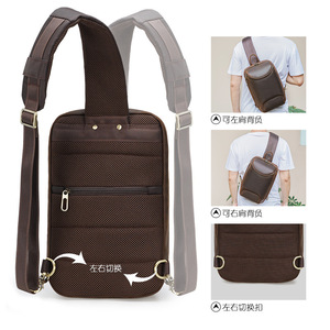 Sac de poitrine en cuir véritable Tiding pour homme, sac bandoulière marron foncé pour les loisirs et les voyages - Product Image 3