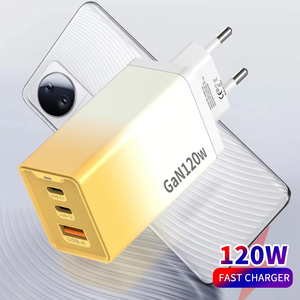 120W USB C caricabatterie veloce con 2 porte PD, GaN Tech caricatore da muro per 15/14 del telefono Pro Max <span class=keywords><strong>Samsung</strong></span> <span class=keywords><strong>S23</strong></span> Xiaomi 13 EU/US Plug - Product Image 2