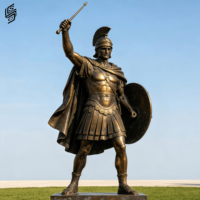 Statues de guerriers grecs antiques en bronze grandeur nature personnalisées, sculpture de soldats romains pour la décoration de place publique en extérieur