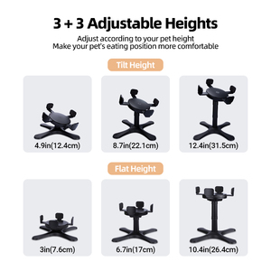 Support de gamelles réglable en plastique pour chiens et chats, 3 hauteurs, portable, inclinable, 15 designs, support universel pour mangeoire d'animaux – Vente en gros usine - Product Image 3