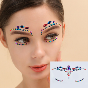 Gemme viso personalizzato <span class=keywords><strong>arcobaleno</strong></span> tatuaggio adesivo Sexy per il viso francese trucco impermeabile strass ragazze/donne colorato finto tatuaggio temporaneo - Product Image 6