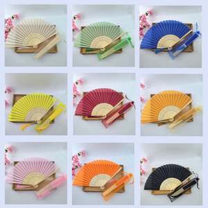 พัดลมไม้ไผ่สีขาวพับได้พัดตกแต่งงานฝีมืองานไม้ไผ่งานปรับแต่งได้ตามต้องการ - Product Image 6