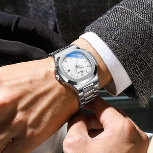 Fabricant de montres Shenzhen personnalisé meilleur couple or argent carré montre-bracelet lumineuse ensemble étanche pour homme et femme comme cadeau - Product Image 5