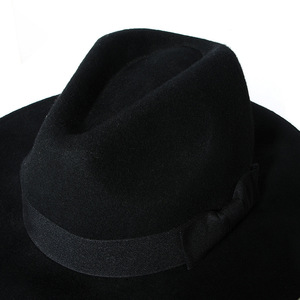Prêt à expédier 100% feutre de laine <span class=keywords><strong>noir</strong></span> Fedora <span class=keywords><strong>chapeau</strong></span> large bord Gentleman Trilby <span class=keywords><strong>Borsalino</strong></span> chapeaux pour les affaires ou la scène de fête - Product Image 5