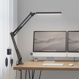 โคมไฟตั้งโต๊ะแบบปรับได้ ยี่ห้อ European Modern Aluminum LED  พร้อมแขนปรับระดับไฟฟ้า DC  ถนอมสายตา ปรับความสว่างได้ <span class=keywords><strong>10</strong></span> ระดับ พับเก็บได้ เหมาะสำหรับสำนักงาน ห้องอ่านหนังสือ - Product Image 3