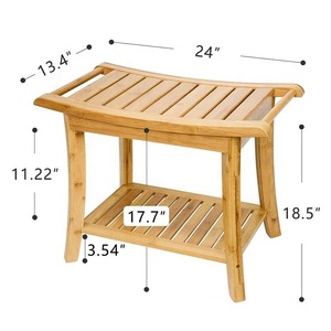 Banco de Baño Impermeable de Bambú, Estante para Zapatos, Taburete de Madera para Spa, Banco de Ducha de Bambú para Interiores y Exteriores - Product Image 2