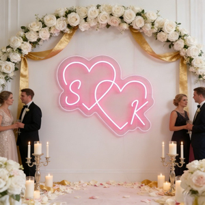 لافتة نيون LED مخصصة للزفاف، تصميم حروف وقلوب حسب الطلب، ديكور جداري قابل للتعتيم عبر USB بأحجام وألوان متعددة - Product Image 5