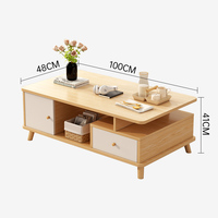 Table basse carrée de luxe en contreplaqué, table à thé, ensemble de table à café éthiopienne avec rangement