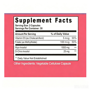 Cápsulas de Inositol OEM, Suplemento de Mio-Inositol y D-Chiro-Inositol 40:1 con Folato y Vitamina D, Favorece el Bienestar Ovárico para Mujeres - Product Image 6