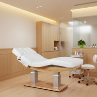 Table de massage multifonctionnelle de luxe blanche pour salon de beauté, spa et bien-être, avec 4 moteurs électriques, pour soins du visage, cils et cosmétiques