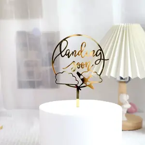 Nouveau design acrylique gâteau topper pour bébé arrive thème fête d'anniversaire décoration fournitures toppers pour gâteau