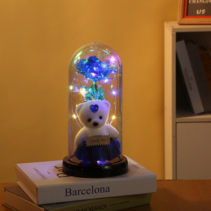 Rosa de La Bella e la Bestia con Luce a LED e Orsetto Galassia Artificiale, la Più Popolare Rosa Galassia a LED in Cupola con LED - Product Image 5