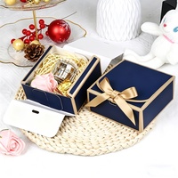 Boîte cadeau magnétique blanche de luxe personnalisée avec ruban à bord doré, boîte d'emballage pour mariage, anniversaire, OEM