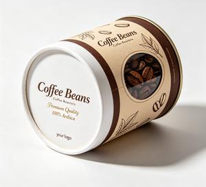 Custom Kraft Paper Tube With Clear Lid For <b>Coffee</b> Beans Recyclable Packaging Gold Foil <b>Printing</b> - Product Image 6