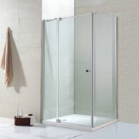 Cabine de douche sans cadre à 3 côtés en verre nano 8 mm avec porte pivotante et bande d'étanchéité