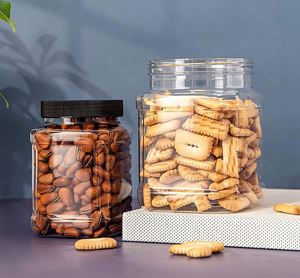 Clear Food Grade PET Plastic Square Grip Baby Food Storage <b>Jar</b> with Screw Top Cap BPA Free Eco Friendly Custom Logo 2300ml - Product Image 3