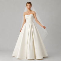 Robe de mariée, robe de mariée en satin style princesse, robe de mariée bustier à décolleté cœur longueur ras du sol pour événements de mariage