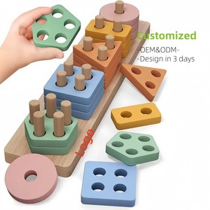 Juguetes <span class=keywords><strong>de</strong></span> apilamiento Montessori para niños pequeños, bloques <span class=keywords><strong>de</strong></span> construcción educativos tempranos, rompecabezas intelectuales <span class=keywords><strong>de</strong></span> madera con combinación <span class=keywords><strong>de</strong></span> formas geométricas - Product Image 1