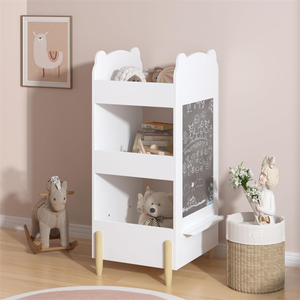 Bibliothèque en bois en forme d'ours avec rangement à 3 niveaux, organisateur de livres et jouets, étagère avec <span class=keywords><strong>tableau</strong></span> noir latéral pour salle de jeux ou chambre à coucher - Product Image 4