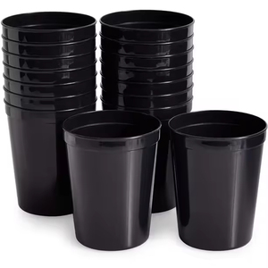 Gobelets en plastique noir avec impression de logo personnalisé, tailles 8oz, 12oz, 16oz, 22oz, fournitures pour fêtes et événements, commandes en gros, prix de gros - Product Image 5