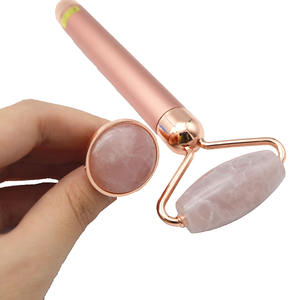 2025 gaya baru Rose Quartz giok wajah Roller Guasha 2-in-1 Roller kecantikan Gua Sha untuk pijat wajah - Product Image 3
