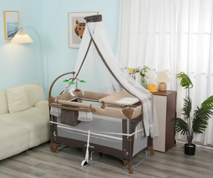 Cuna de bebé con bloqueo de seguridad de red Alta mejorada, paneles laterales flexibles, cama de viaje para bebé - Product Image 3