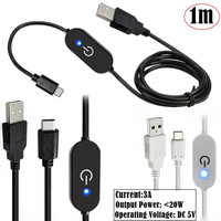 Câble de commutation USB vers USB C avec gradateur Contrôleur d'alimentation USB a mâle vers C mâle Veste en PVC pour téléphone portable Câble de commutation Type-C