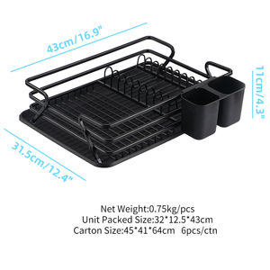 FF599アルミキッチンカウンタートップ皿水切りラック器具ホルダー付きシンク収納オーガナイザー皿乾燥ラック - Product Image 2