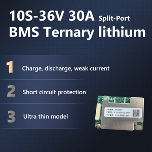Carte de protection au lithium 10S 36V 30A ultra-mince à ports séparés NCM BMS, avec interrupteur basse consommation NTC et port de charge 0V sans tension flottante - Product Image 1