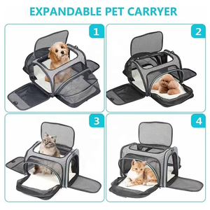 Portador de viaje para mascotas expandible de lado suave aprobado por la aerolínea Cierre de cremallera y mochila para <span class=keywords><strong>perros</strong></span> con bolsillos Almohadilla de lana extraíble - Product Image 4