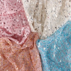 Tissu de dentelle autrichien haut de gamme brodé de sequins turquoise, 95% polyester, 5% élasthanne, pour mariage et fête, vendu au mètre - Product Image 2