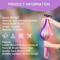 Une unité de pince à cheveux en acier inoxydable colorée pour manucure, 20 pouces, arc-en-ciel, longues mèches lisses synthétiques, avec bâtonnet en bois durable