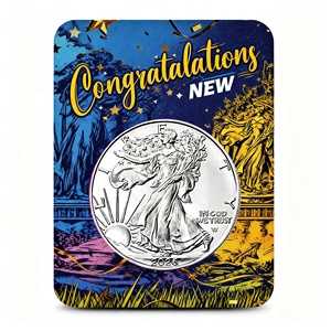 Lot de cartes pour pièces de monnaie d'argent de remise de diplôme, impression personnalisée, pièce de monnaie américaine en argent Eagle de 1 once, sous blister plastique scellé, emballage de sécurité vide - Product Image 1