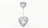 Piercing de nombril CZ Cœur 14G en argent sterling 925, bijou de corps très populaire