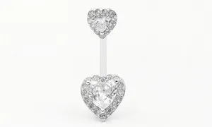 CZ Heart <strong>Belly</strong> Button Ring 14G Navel Piercing <strong>Bar</strong> 925 <strong>Sterling</strong> <strong>Silver</strong> Piercing <strong>Belly</strong> Piercing Jewelry Hot Selling Body Jewelry - Product Image 6