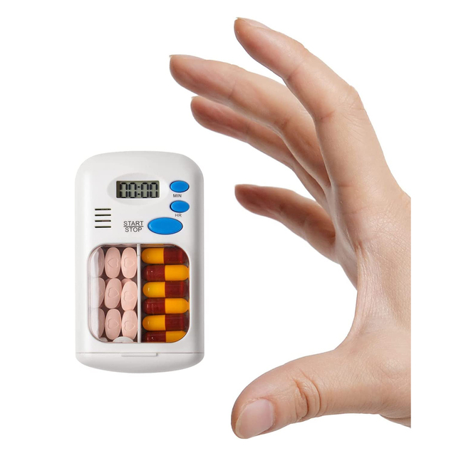 Pill Organizer Pill Reminder, Small Pill Box Automatic Medication Dispenser with Alarm, Medication Aids