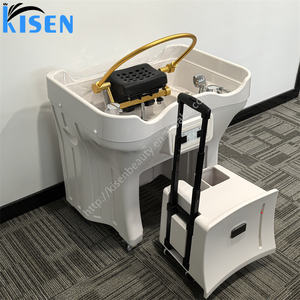 Kisen bon emballage shampooing Bac tête <span class=keywords><strong>Spa</strong></span> bassin cheveux Machine de lavage nouvelle mise à niveau avec des réservoirs légers chauffage Tie Pod poignée roues - Product Image 3