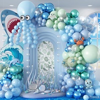Set Balon Foil Aluminium Bertema Hewan Kartun Laut untuk Dekorasi Gapura & Latar Belakang Pesta Ulang Tahun Anak