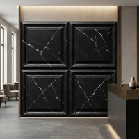 Panneau mural moderne en PVC 3D imperméable, marbre noir Nero Marquina avec veinage blanc, panneau décoratif pour murs d'accentuation