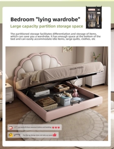 Letto Principessa <span class=keywords><strong>di</strong></span> Lusso per Bambini <span class=keywords><strong>in</strong></span> Stile Francese con Finiture <span class=keywords><strong>in</strong></span> Pelle, Design a Petalo, Struttura <span class=keywords><strong>in</strong></span> Legno Massello, Ottimo <span class=keywords><strong>Regalo</strong></span> per la Cameretta delle Bambine - Product Image 5