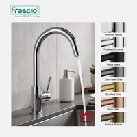 Robinet de cuisine Frascio à poignée unique en acier inoxydable SUS304, sans plomb, finition brossée, avec valve en céramique, pour eau froide et chaude, pour évier de cuisine
