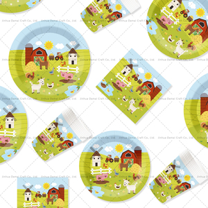 Juego de Platos de Cumpleaños DAMAI con Diseño de Animales de Granja, Impresión Offset a 4 Colores, Vajilla de Papel para Fiestas Infantiles - Product Image 4