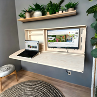 Support mural pliable et réglable pour moniteur, compatible Murphy, station de travail pour ordinateur portable, gain de place, bureau à domicile, respectueux de l'environnement