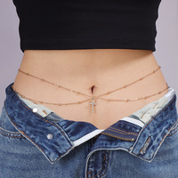 Chaîne de taille superposée pour femme en alliage de cuivre avec pendentif cœur, style décontracté et urbain, bijoux à double anneau