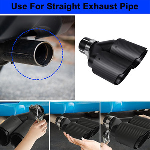 Terminale di <span class=keywords><strong>Scarico</strong></span> Universale a Y in Fibra di Carbonio con Doppia Uscita Blu Bruciato per Accessori Modifica Auto - Product Image 6