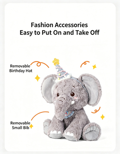 Peluche Elefantino di Compleanno, Morbido Giocattolo da Spremere, Copertina Ricamata in Rete, Decorazione da Scrivania Rilassante, Regalo per Bambini - Product Image 5