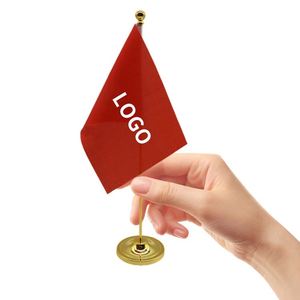 Custom Printed Desk Flags Straight-pole Metal Flagpoles for Negotiation Meetings - Product Image 1